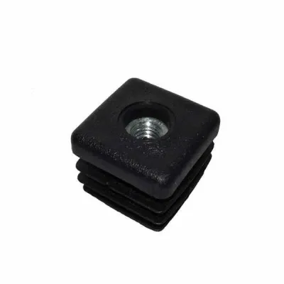 Zaślepka do rury profilowej 20x20 mm płaska czarna z gwintem M6